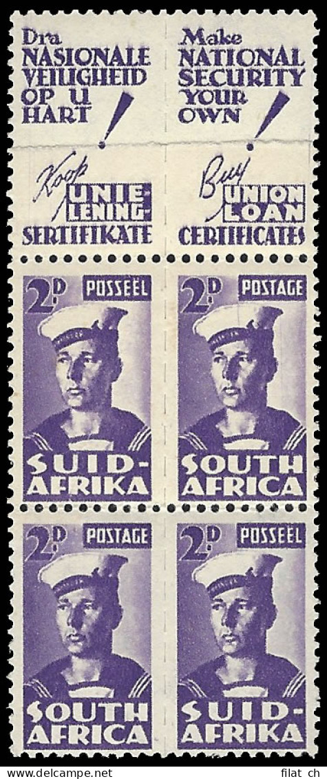 South Africa 1942 Bantam 2d Paper Join, Double Paper Print - Unclassified