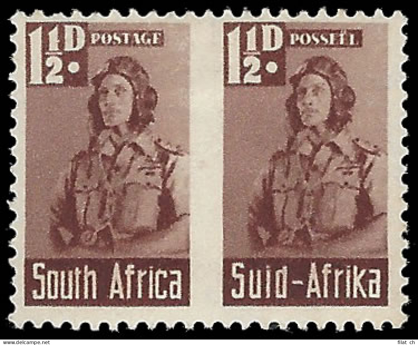 South Africa 1942 Bantam 1&frac12;d Roulette Omitted VF/M Pair - Ohne Zuordnung