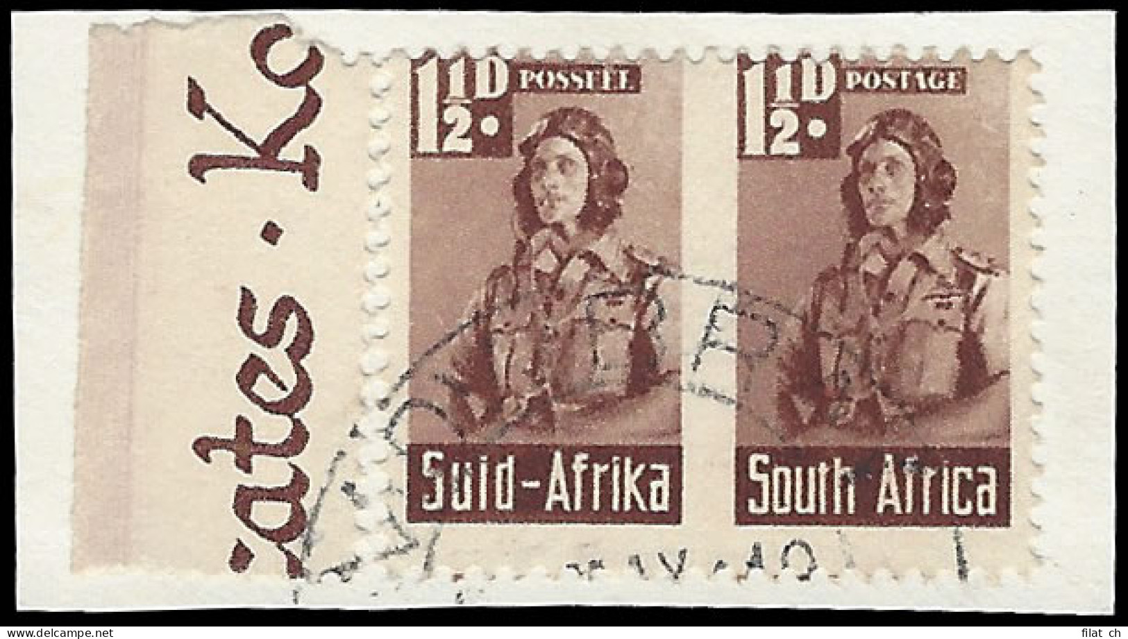 South Africa 1942 Bantam 1&frac12;d Roulette Omitted VF/U Pair - Unclassified