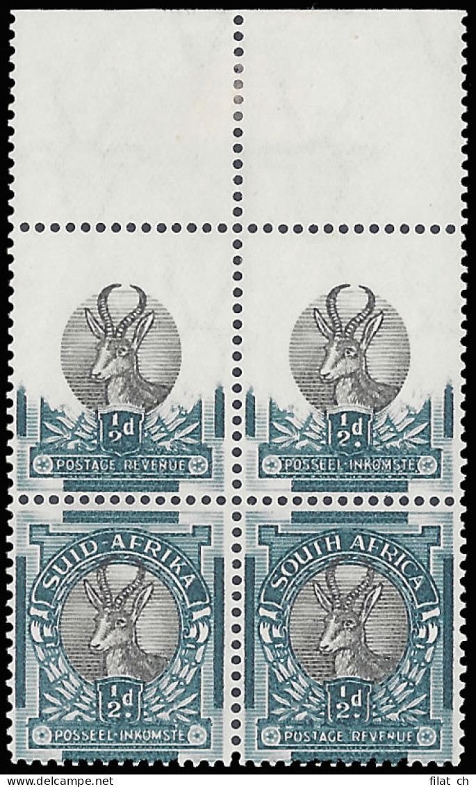 South Africa 1940 Â½d Frame Mostly Omitted In Block - Unclassified