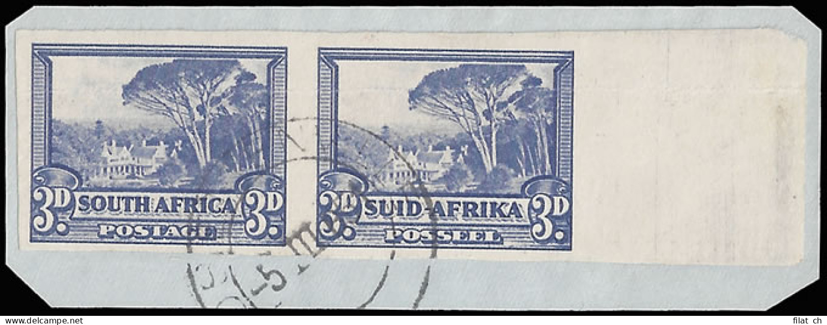 South Africa 1940 3d Groote Schuur Imperf Pair Used - Zonder Classificatie