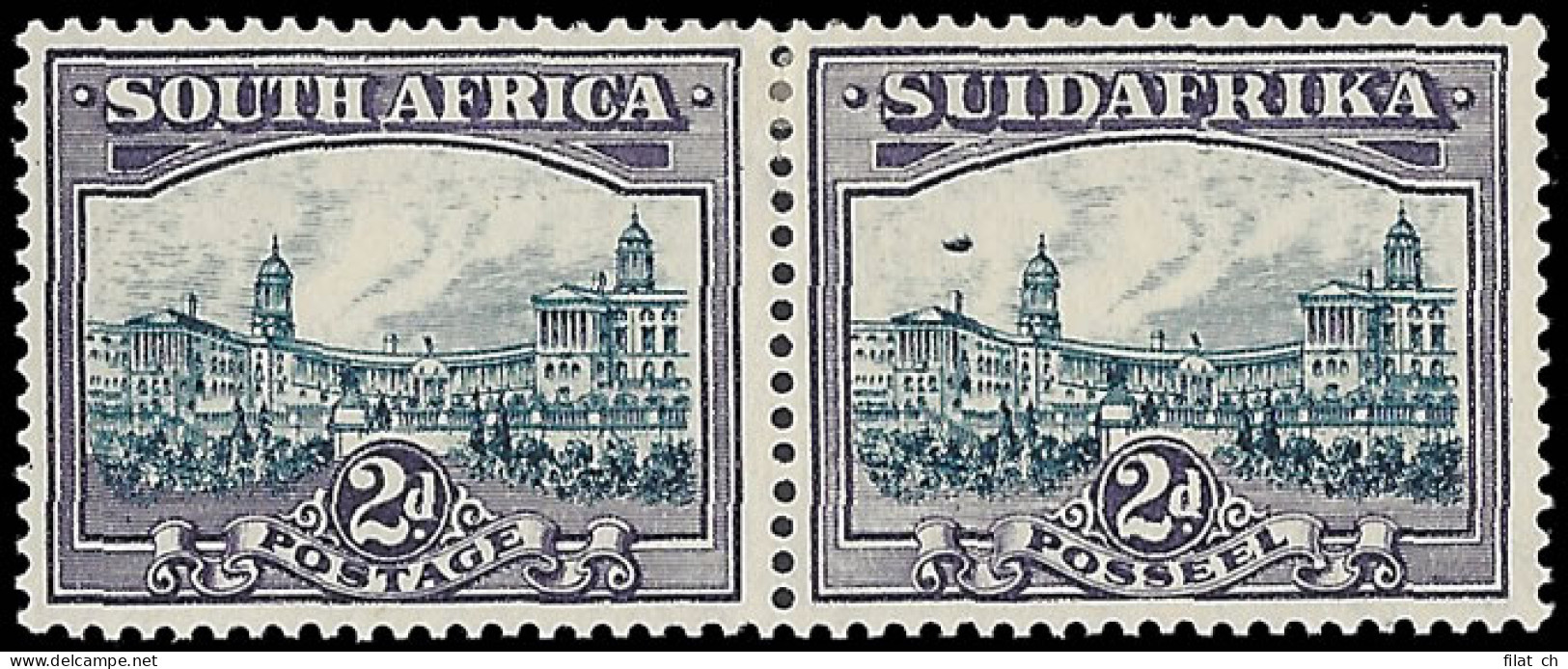 South Africa 1938 2d Blue & Violet Airship Flaw, Scarce - Unclassified