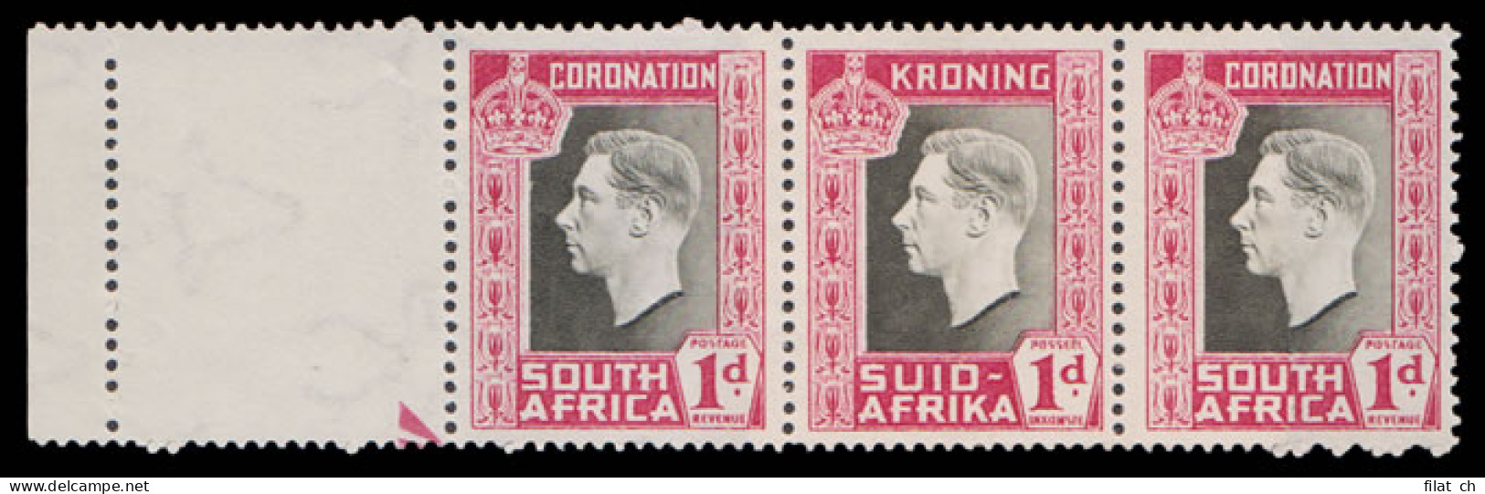 South Africa 1937 KGVI Coronation 1d Paper Join, Double Paper - Unclassified