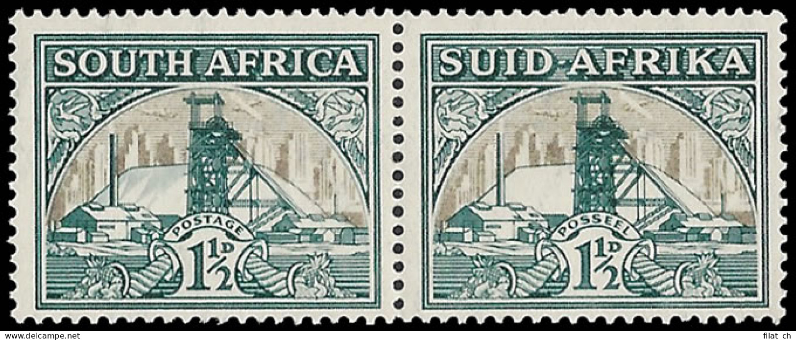 South Africa 1936 1&frac12;d Gold Mine Shading Omitted - Zonder Classificatie