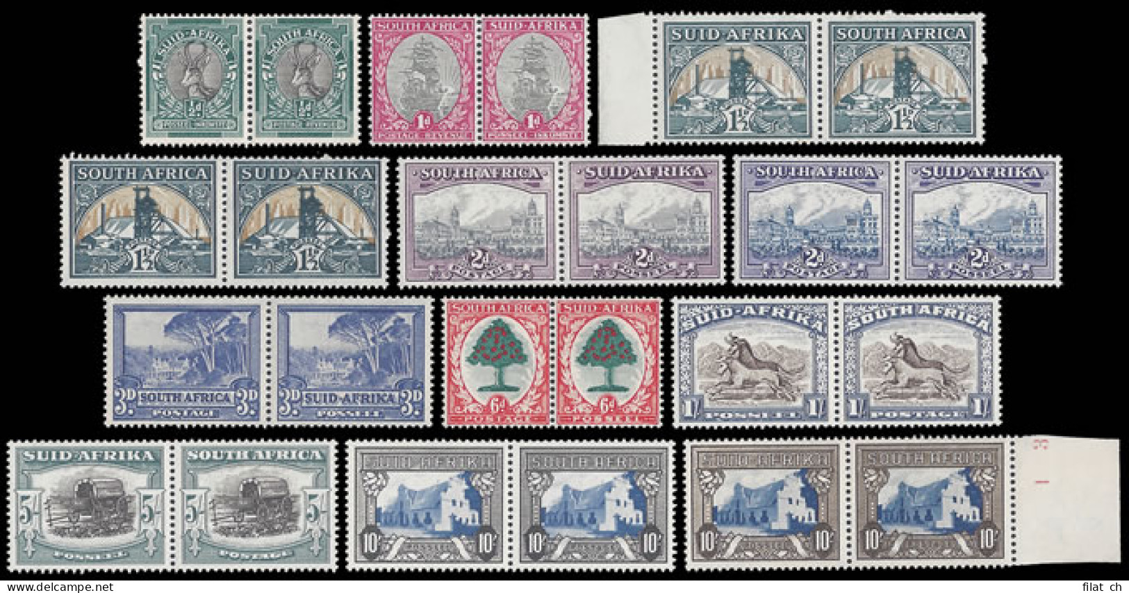 South Africa 1933-48 &frac12;d - 10/- Full Set VF/M - Unclassified