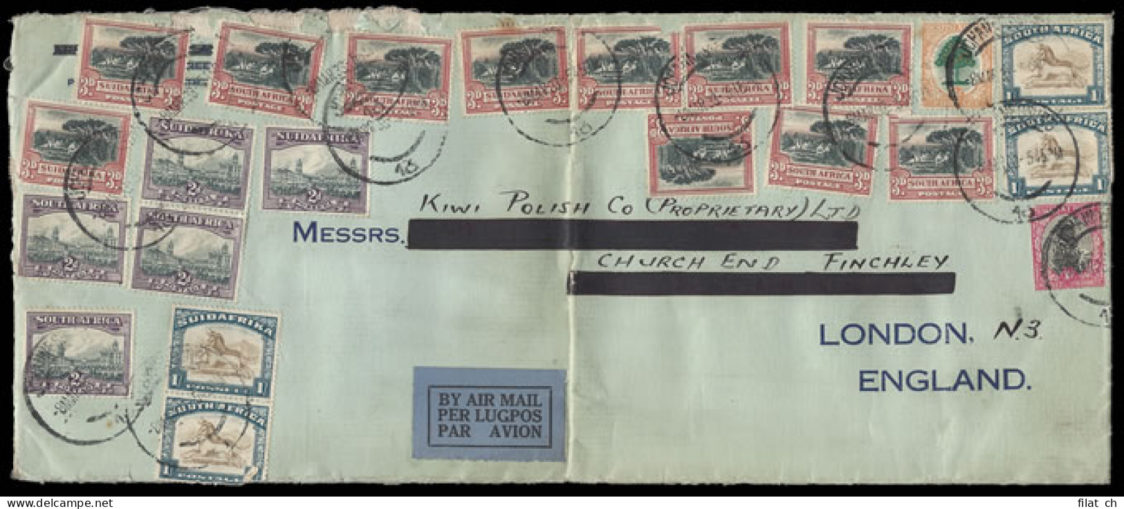 South Africa 1933 Remarkable High Franking Envelope - Luftpost