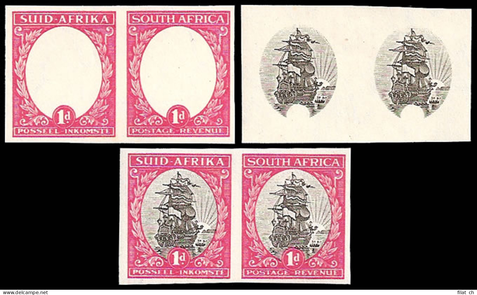 South Africa 1933 1d PO Museum "Proofs" Rare Trio All Stages - Ohne Zuordnung