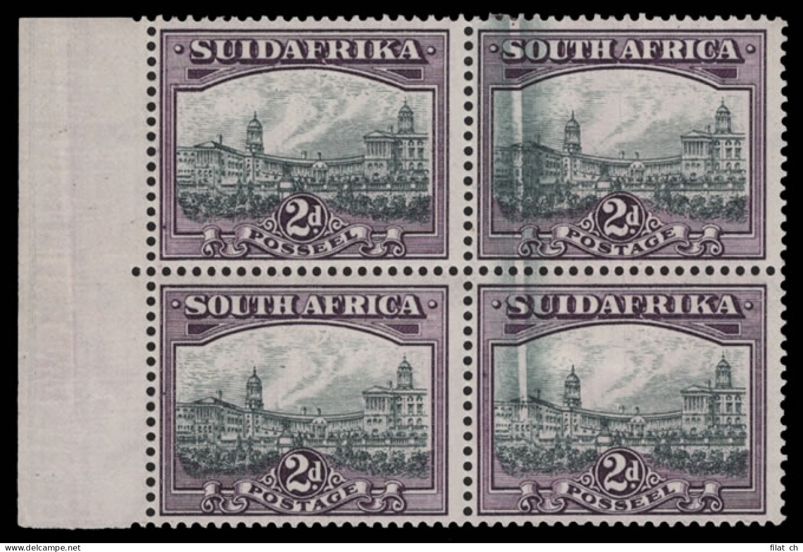 South Africa 1933 2d Block With Doctor Blade Flaw - Unclassified