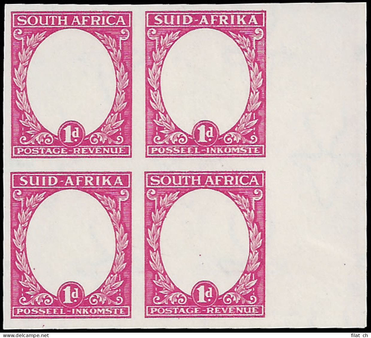 South Africa 1933 1d PO Museum "Proof" Imperf Frames, Rare - Non Classificati
