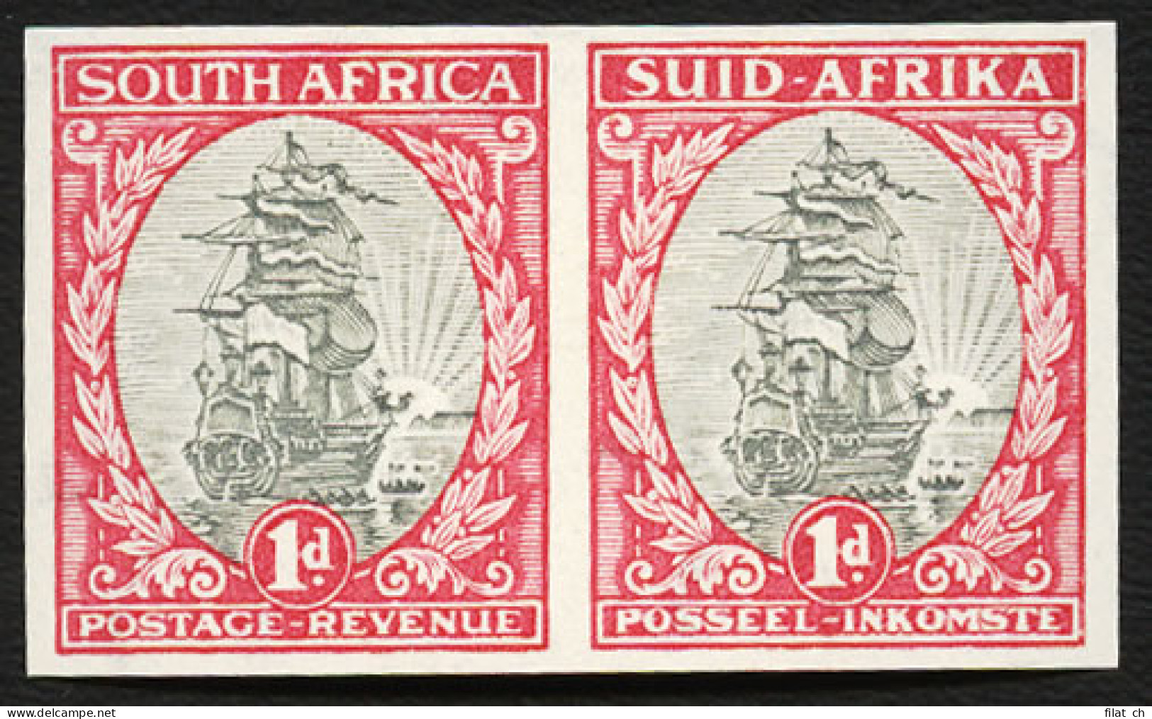South Africa 1933 1d Imperf Pair, Inv Wmk, VF/M  - Unclassified