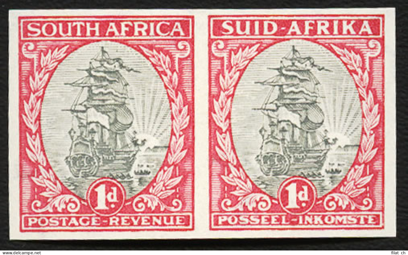 South Africa 1933 1d Imperf Pair, Inv Wmk, VF/M  - Ohne Zuordnung