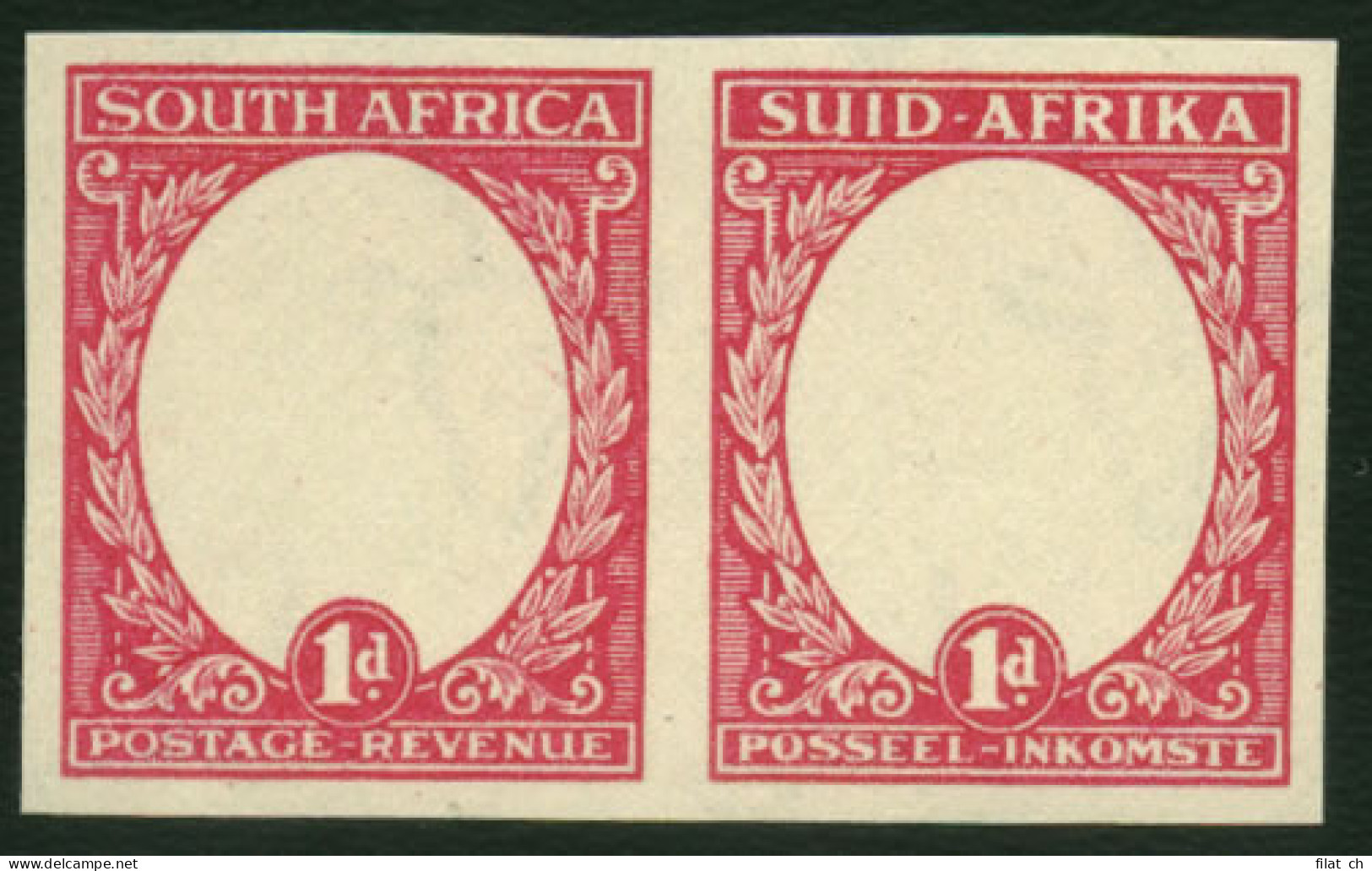 South Africa 1933 1d Imperf Museum "Proof", Frames Only, 24 Exis - Non Classés