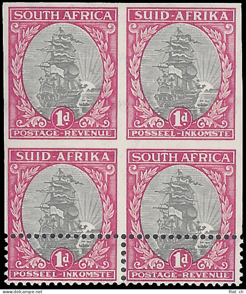 South Africa 1933 1d Imperf Block, Shifted Perfs, Spectacular - Unclassified