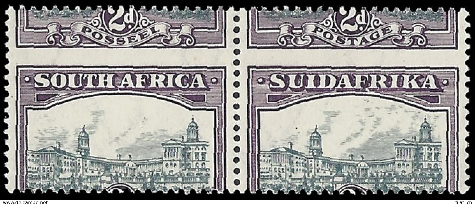 South Africa 1930 2d Spectacular Misperforated Pair - Zonder Classificatie