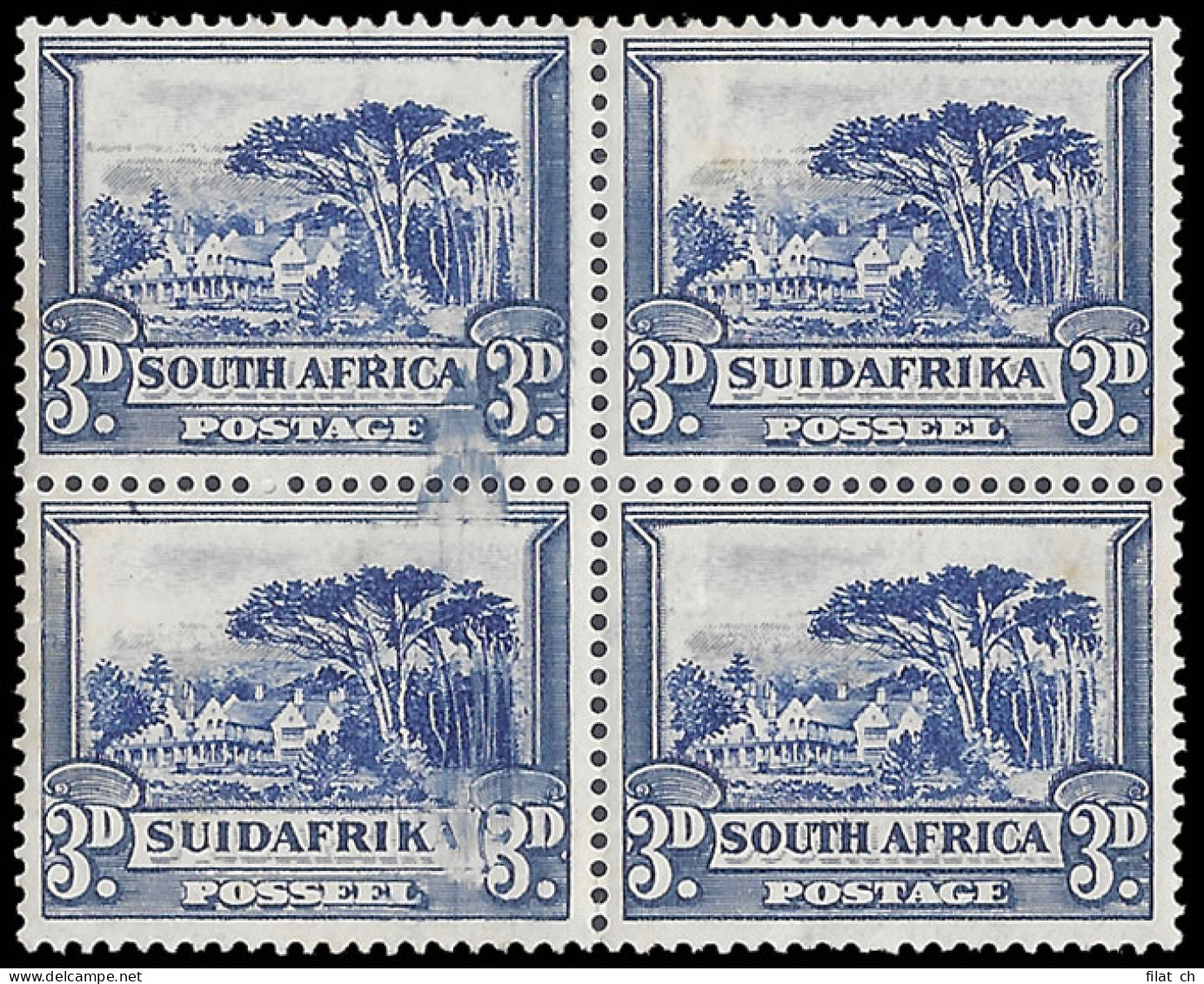 South Africa 1930 3d Solvent Smudge Print Block - Unclassified