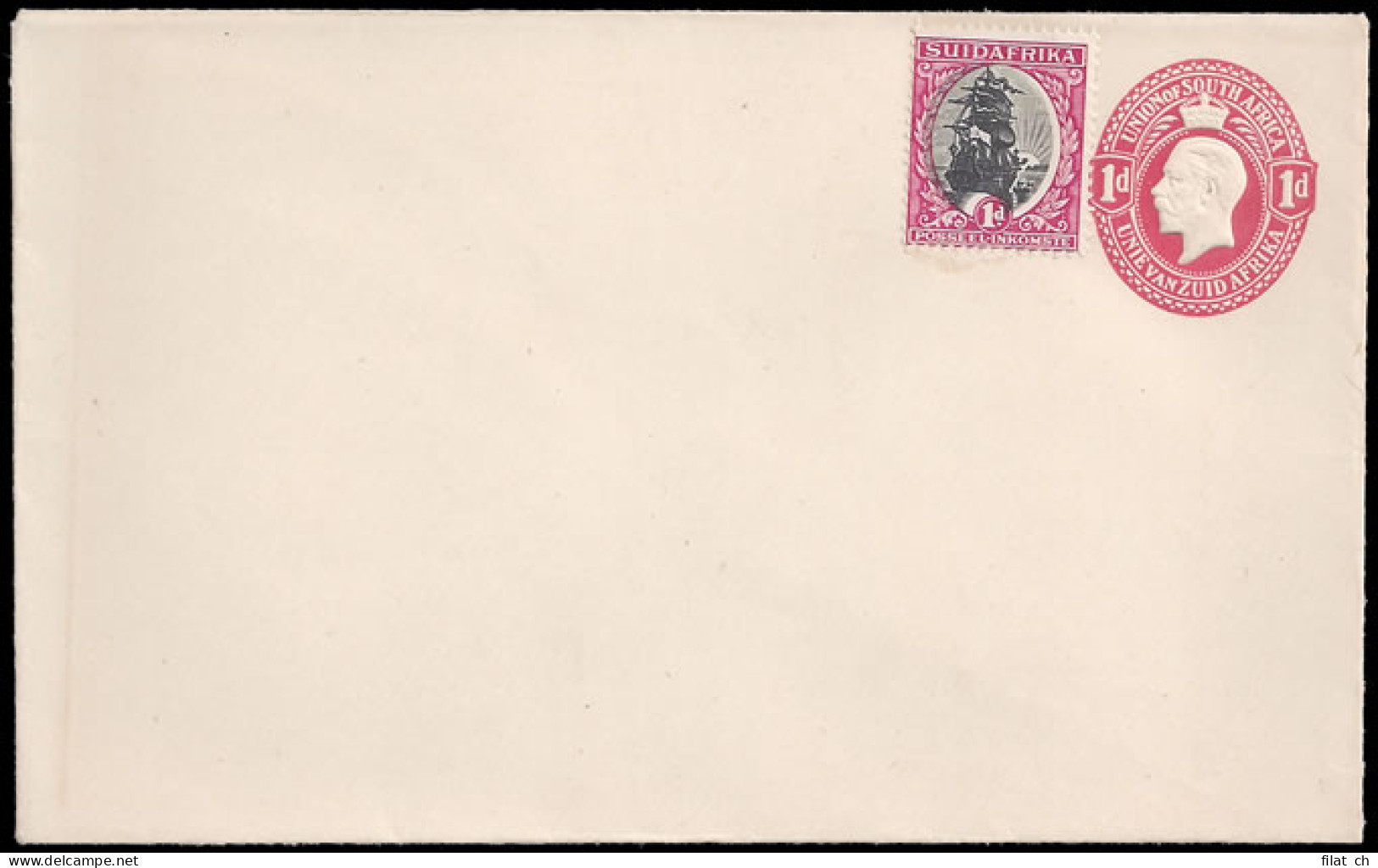 South Africa 1930 1d Ship Shifted Centre On KGV Stationery - Zonder Classificatie