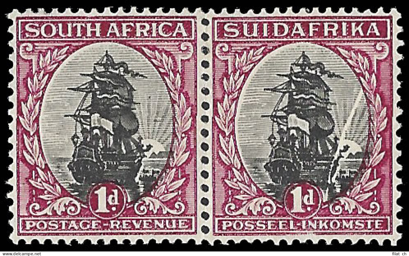 South Africa 1930 1d Ship Centre Printed On Creased Paper - Unclassified