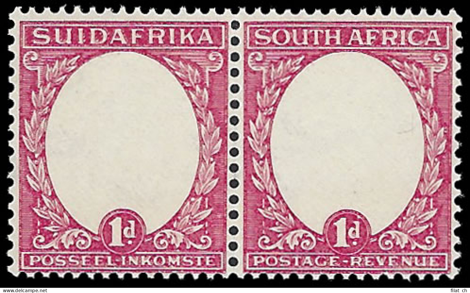 South Africa 1930 1d Centre Vignette Omitted Pair VF/M  - Ohne Zuordnung