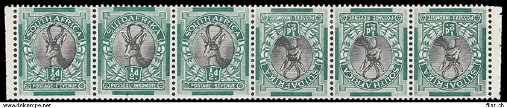 South Africa 1930 &frac12;d Tete-Beche Pair In Strip, Rare - Ohne Zuordnung