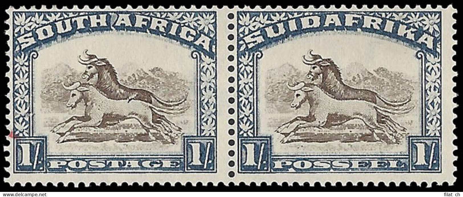 South Africa 1930 1/- Dart On Gnu's Back, Missing Clouds - Non Classés