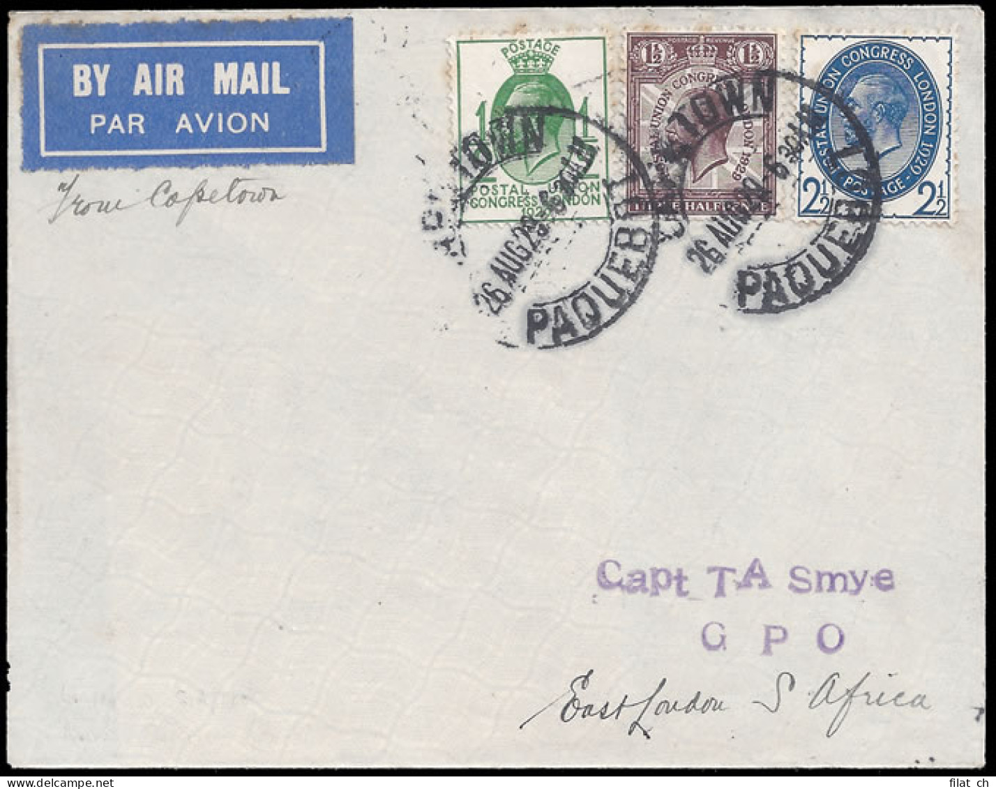 South Africa 1929 Union Airways Cape Town Paquebot Acceptance - Unclassified