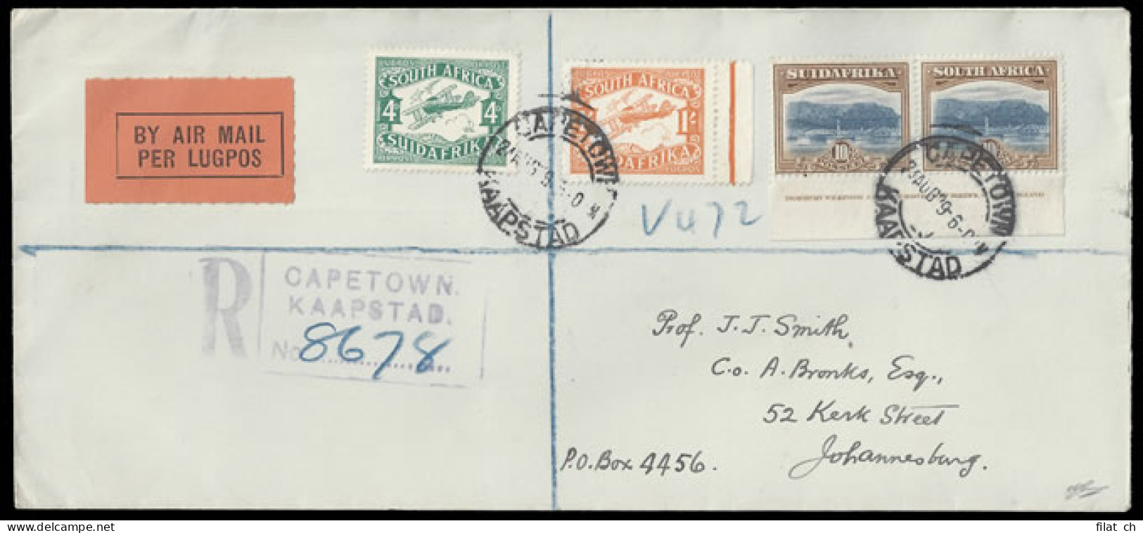 South Africa 1929 London Top Value Imprint On Letter, Rare! - Non Classificati