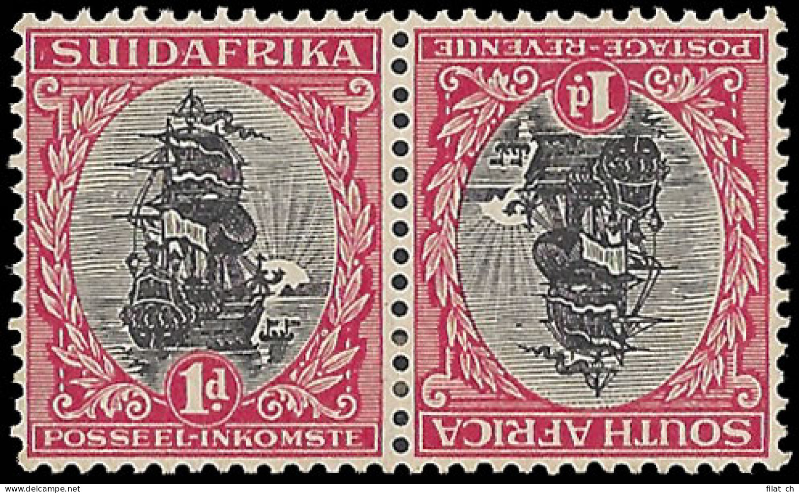 South Africa 1927 Pretoria Typo 1d Tete-Beche Pair, Rare - Non Classés