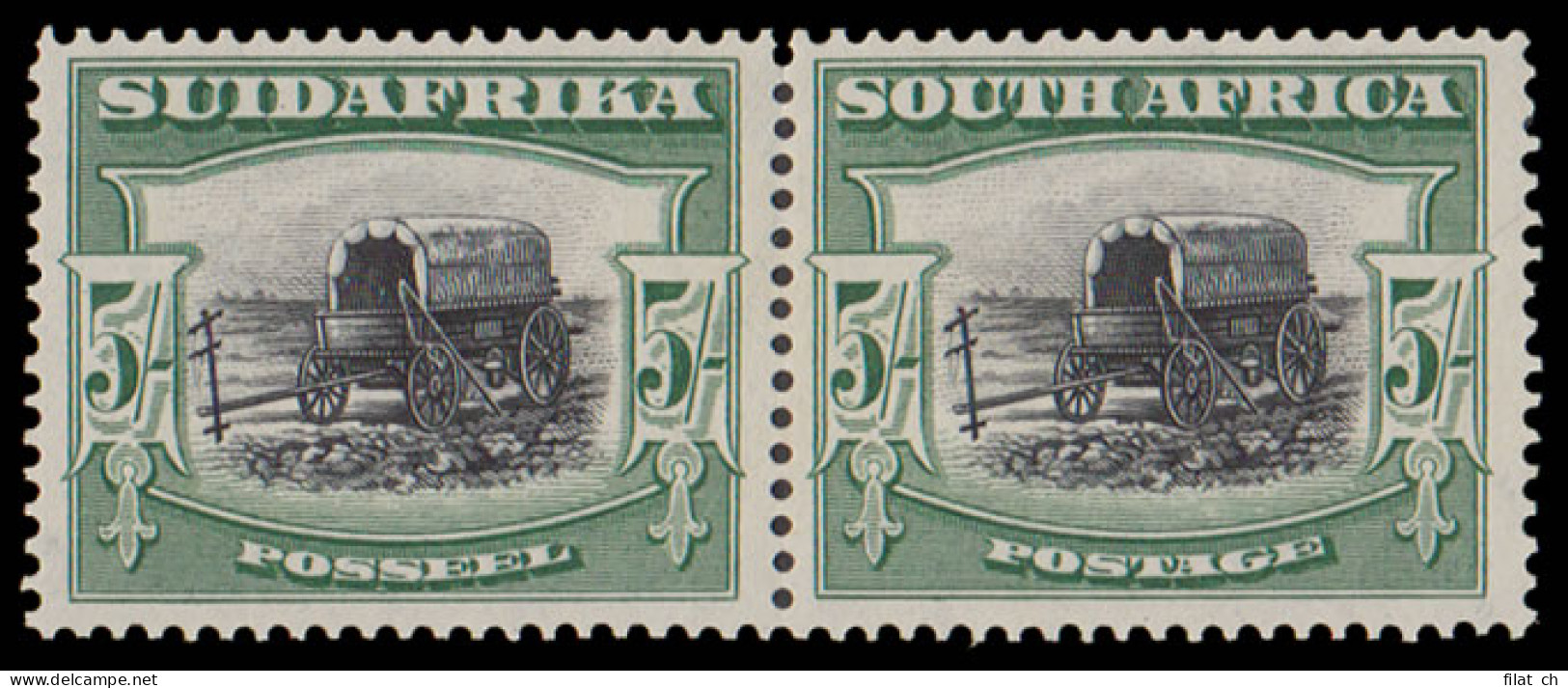 South Africa 1927 London 5/- Perf Up Pair VF/M Group III, Scarce - Ohne Zuordnung