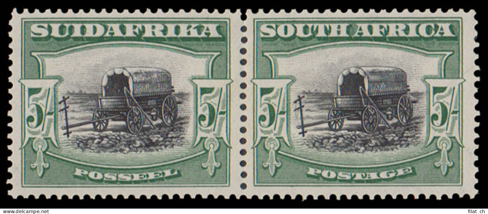 South Africa 1927 London 5/- Perf Up Pair VF/M Group III, Scarce - Non Classés