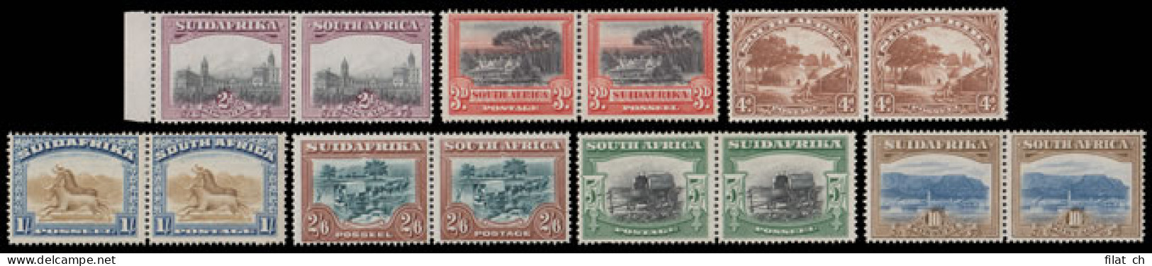 South Africa 1927 London 2d - 10/- Full Set VF/M Perf Down Pairs - Zonder Classificatie