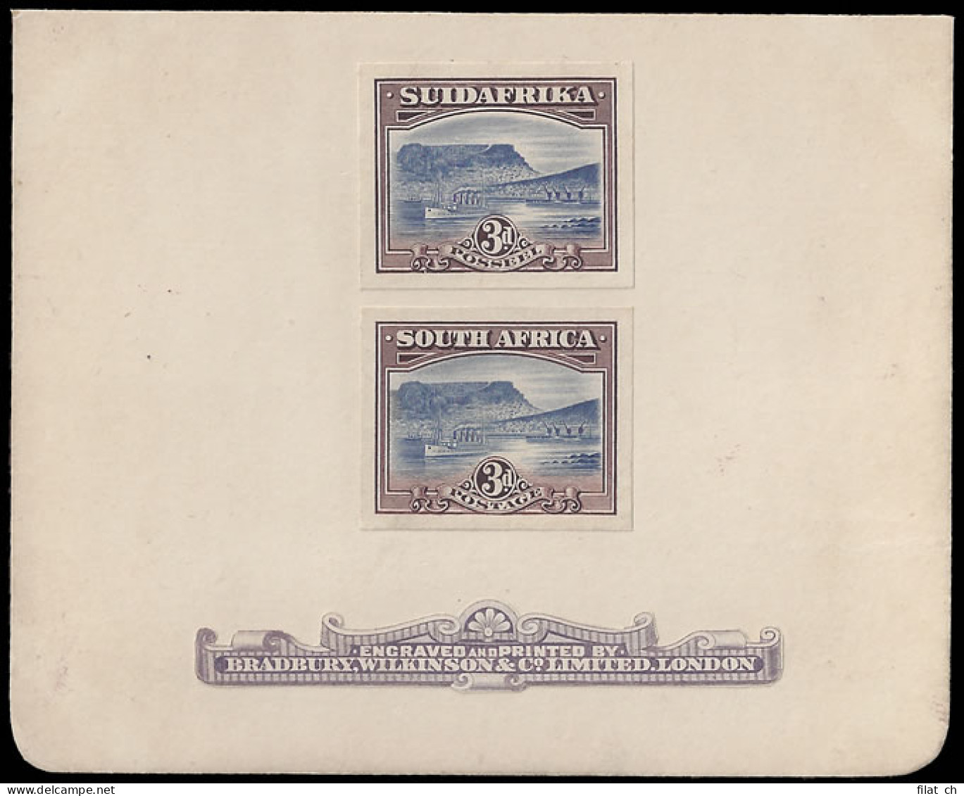 South Africa 1927 London 3d /10/- Proofs On Bradbury Card - Unclassified