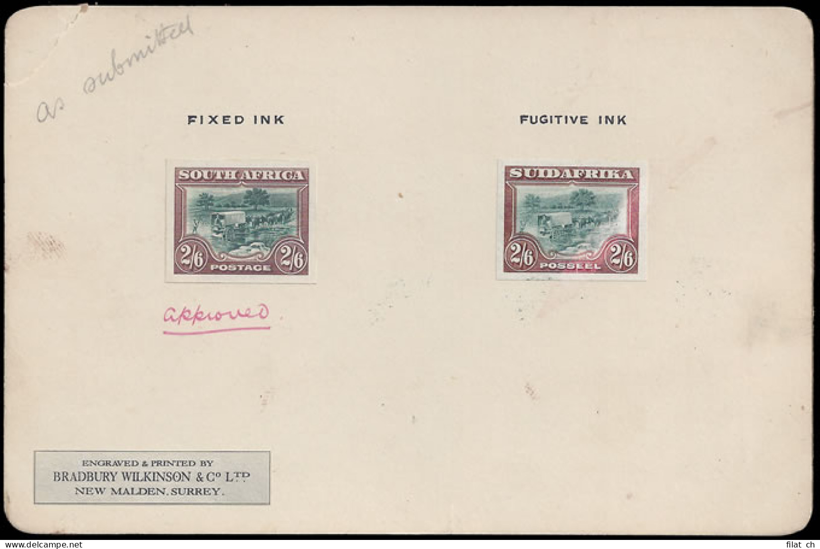 SOUTH AFRICA 1927 LONDON 2/6 PROOFS ON BRADBURY CARD - Non Classés