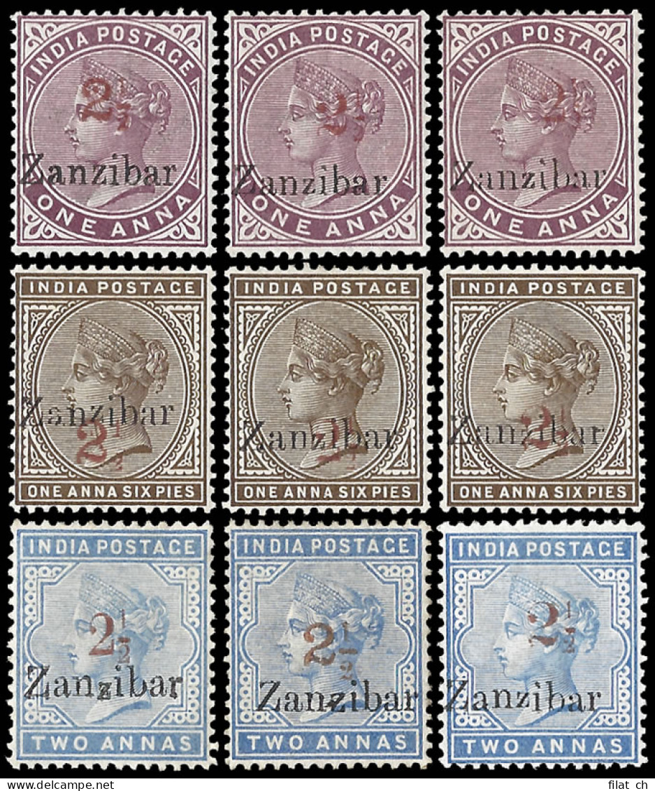Zanzibar 1896 QV 2Â½ Provisionals Prepared For Official Use - Zanzibar (...-1963)