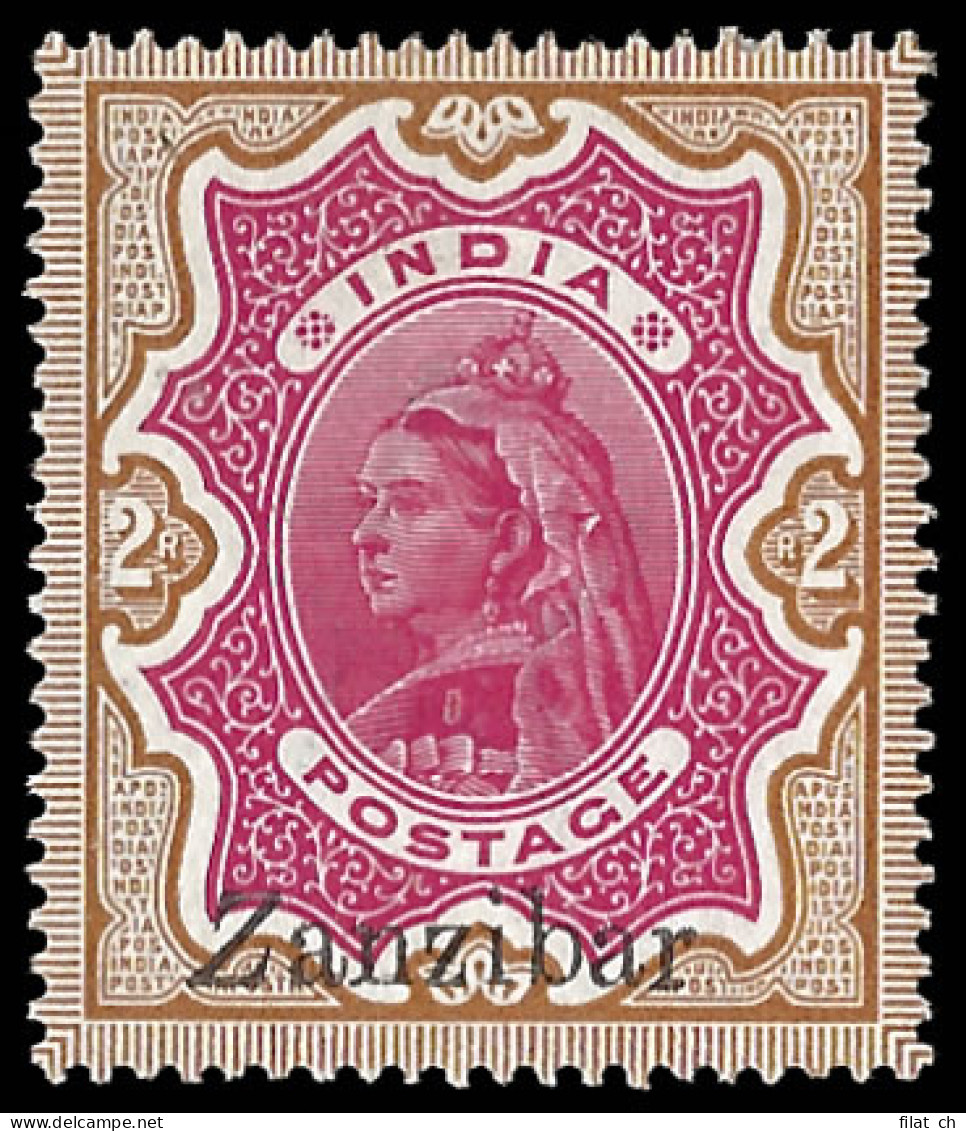 Zanzibar 1895 QV 2r Unrecorded Italic Capital Z Variety - Zanzibar (...-1963)