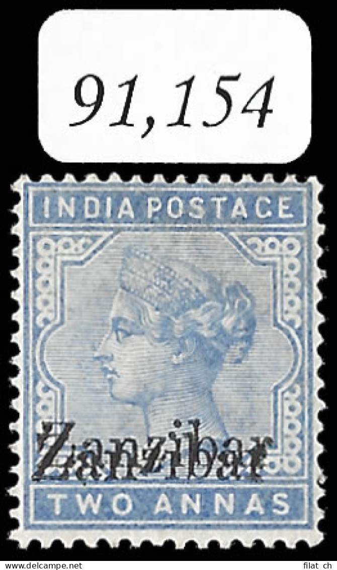 Zanzibar 1895 QV 2a Small Second Z & Overprint Double With Cert - Zanzibar (...-1963)