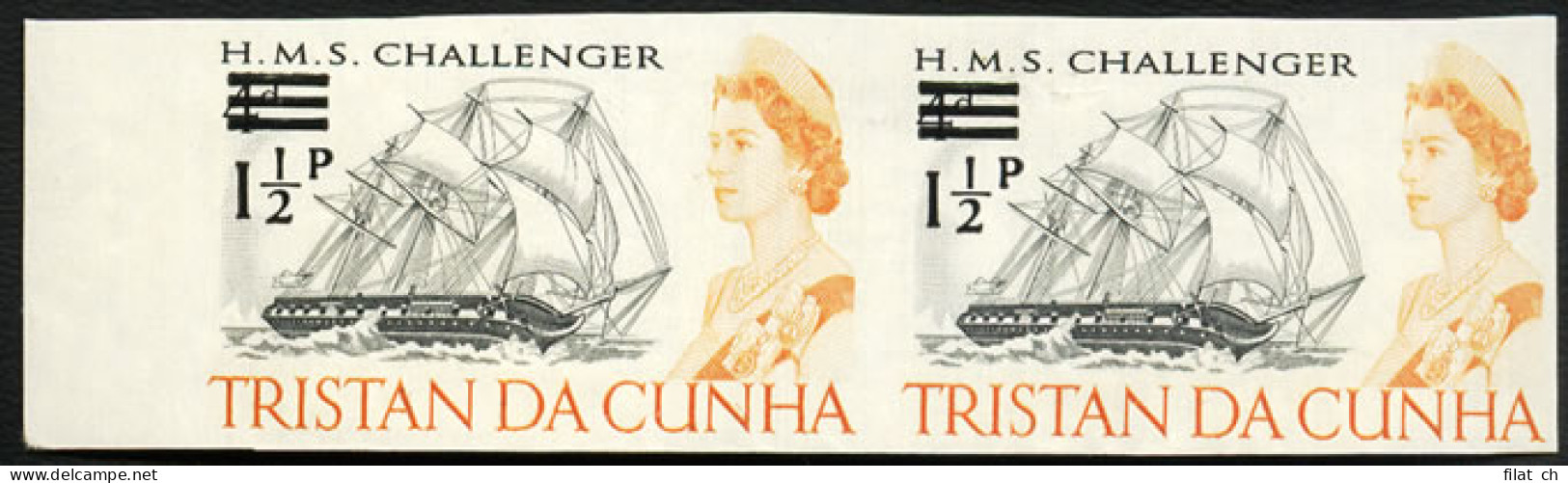 Tristan Da Cunha 1971 1&frac12;p On 4d Imperforate VF/UM, Rare - Tristan Da Cunha