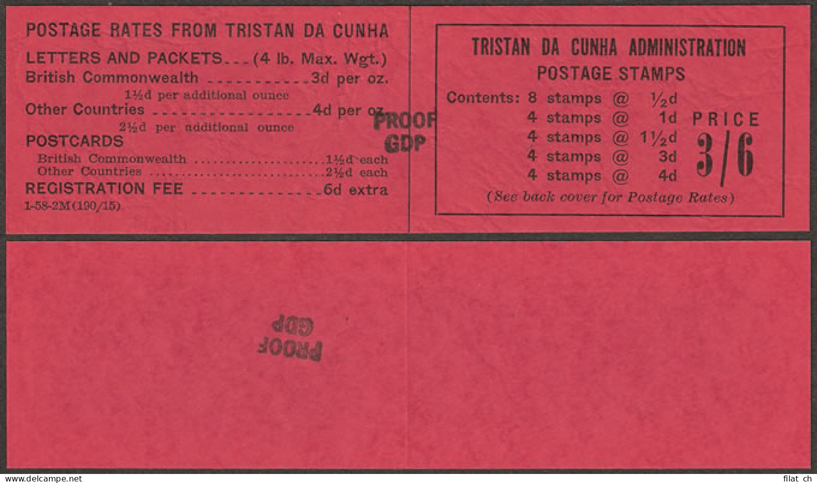 Tristan Da Cunha Booklet 1958 3/6 Red Cover Proofs, Rare - Tristan Da Cunha