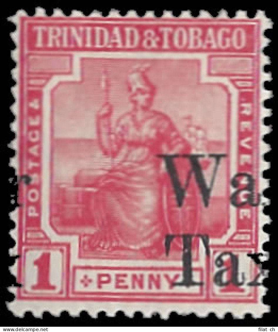 Trinidad & Tobago 1918 War Tax 1d Gross Misplacement Overprint - Trinidad & Tobago (...-1961)