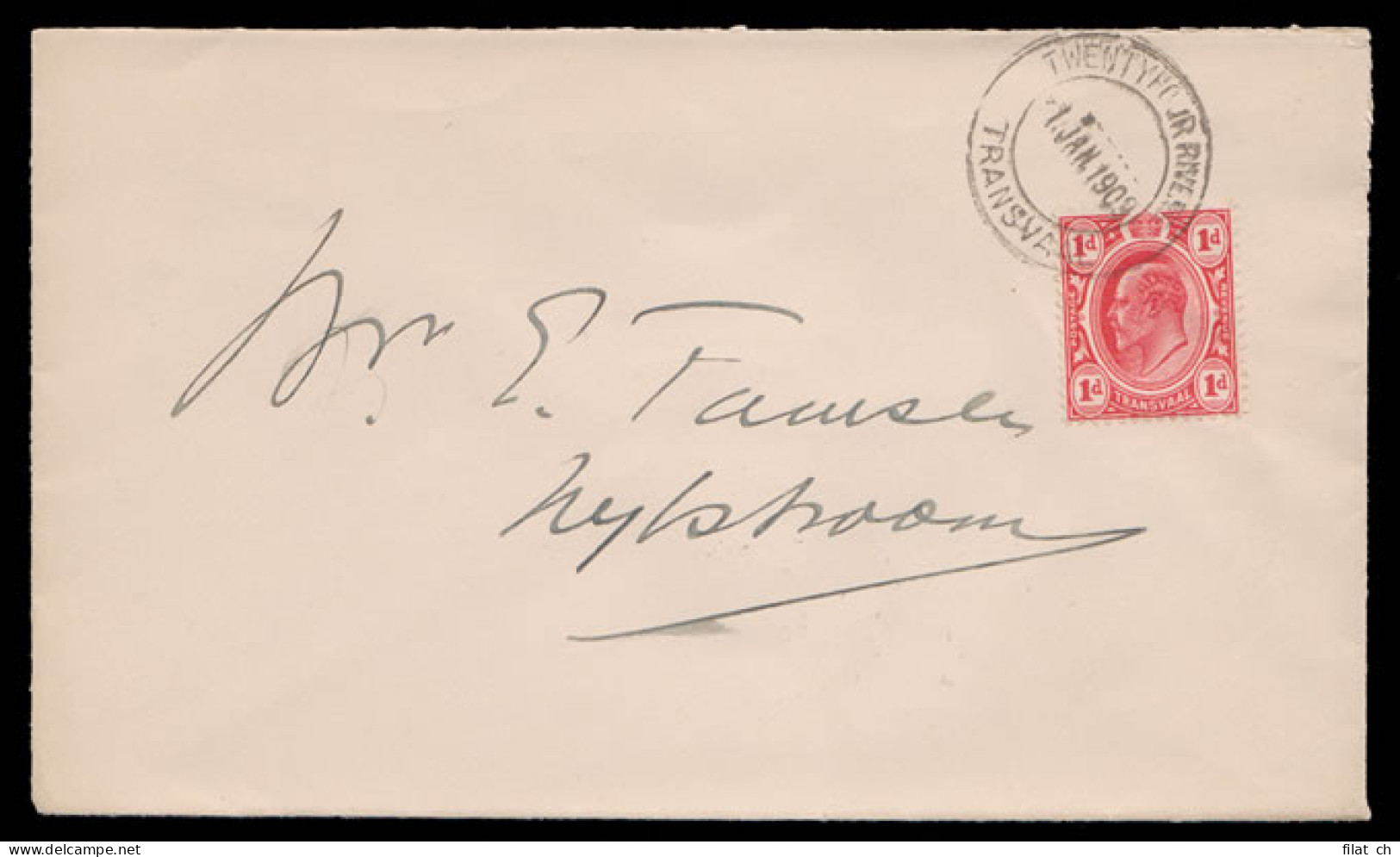 TRANSVAAL 1909 TWENTY FOUR RIVERS FIRST DAY CANCELLATION - Transvaal (1870-1909)