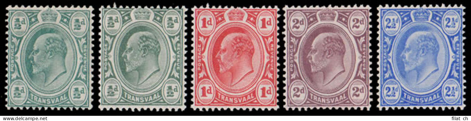 Transvaal 1905 KEVII &frac12;d - 2&frac12;d Full Set VF/M  - Transvaal (1870-1909)