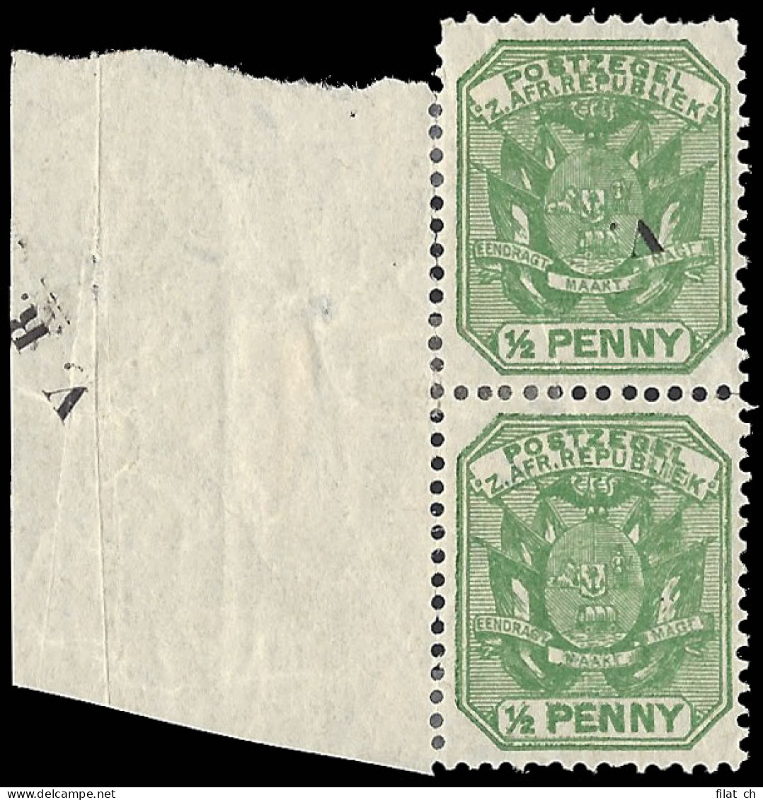 Transvaal 1900 VRI &frac12;d Spectacular Overprint Error Pair - Transvaal (1870-1909)