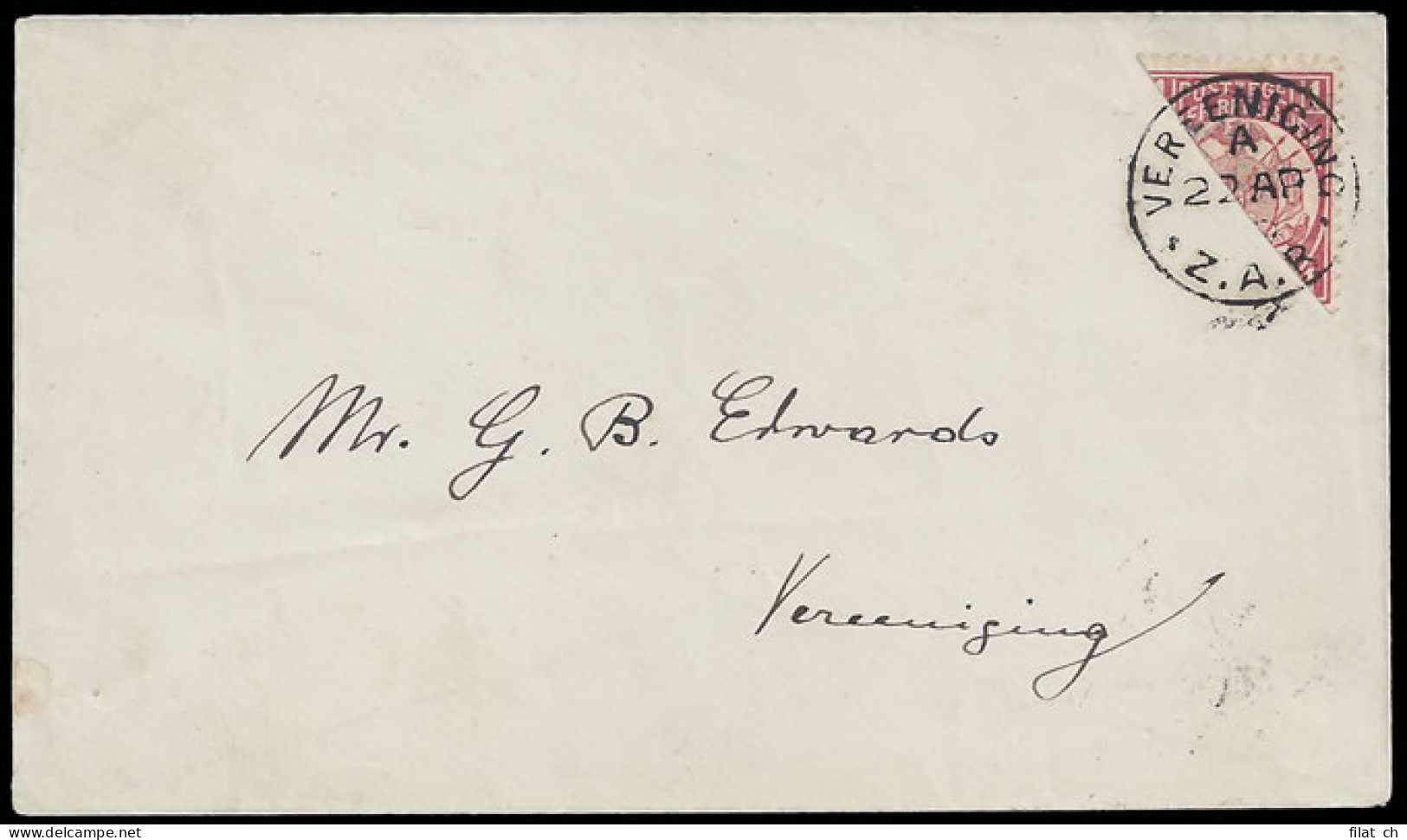 Transvaal 1899 Vurtheim 1d Bisect On Vereeniging Letter - Transvaal (1870-1909)