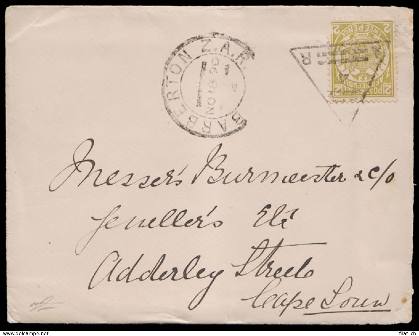 Transvaal 1890 Coded Triangle 4 Of Barberton On Letter - Transvaal (1870-1909)