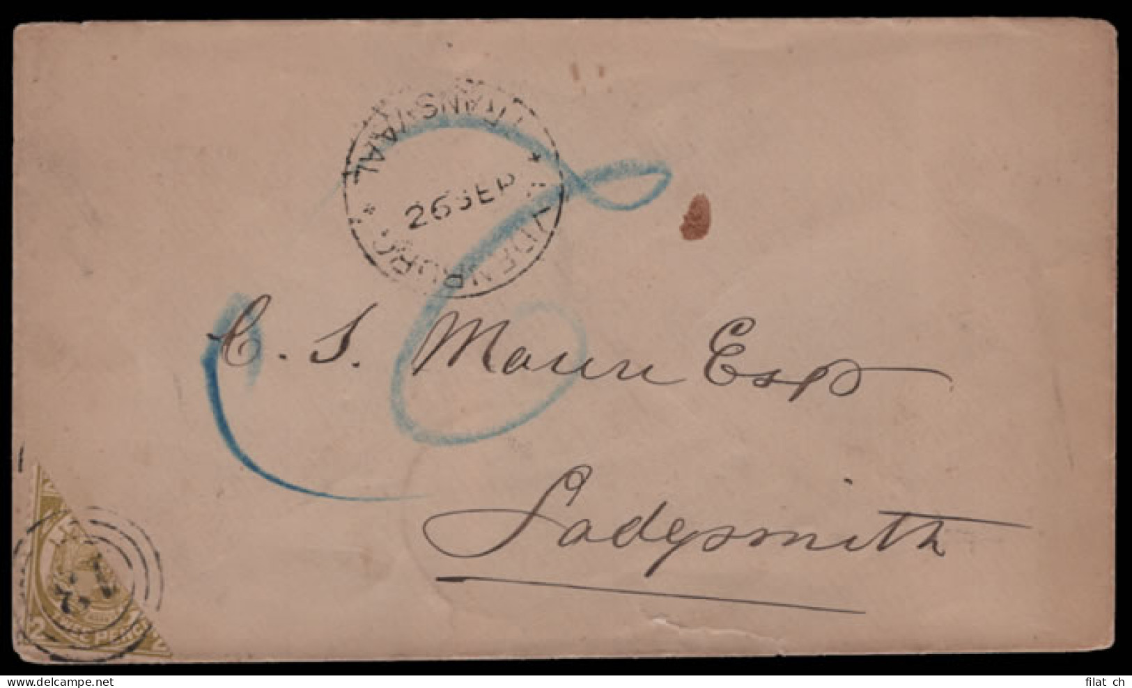 Transvaal 1887 Rare Vurtheim 2d Bisect On Cover To Natal - Transvaal (1870-1909)