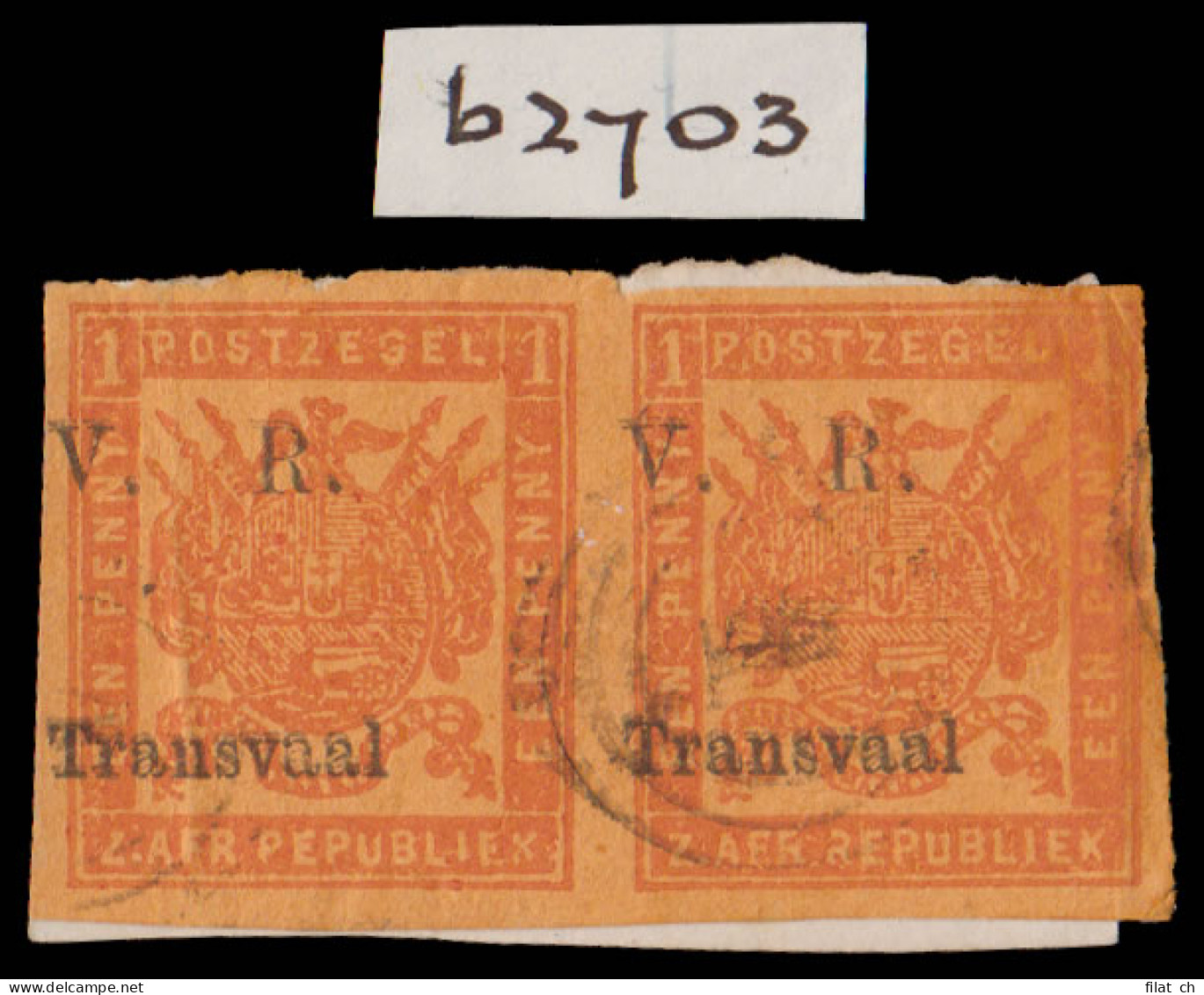 Transvaal 1877 Black Ovpt 1d Overprint Double Pair With Cert - Transvaal (1870-1909)