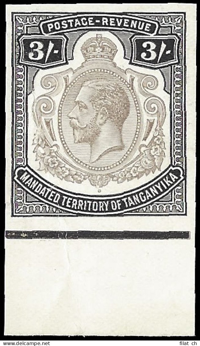 Tanganyika 1927 KGV 3/- Imperforate Colour Trial - Tanganyika (...-1932)