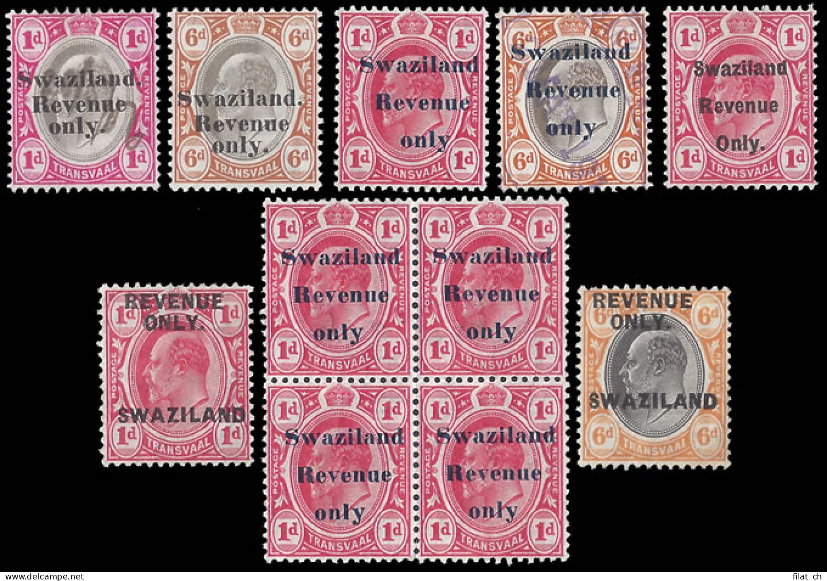 SWAZILAND REVENUES 1904-13 TVL KEVII 1D & 6D OVERPRINTED - Swasiland (...-1967)