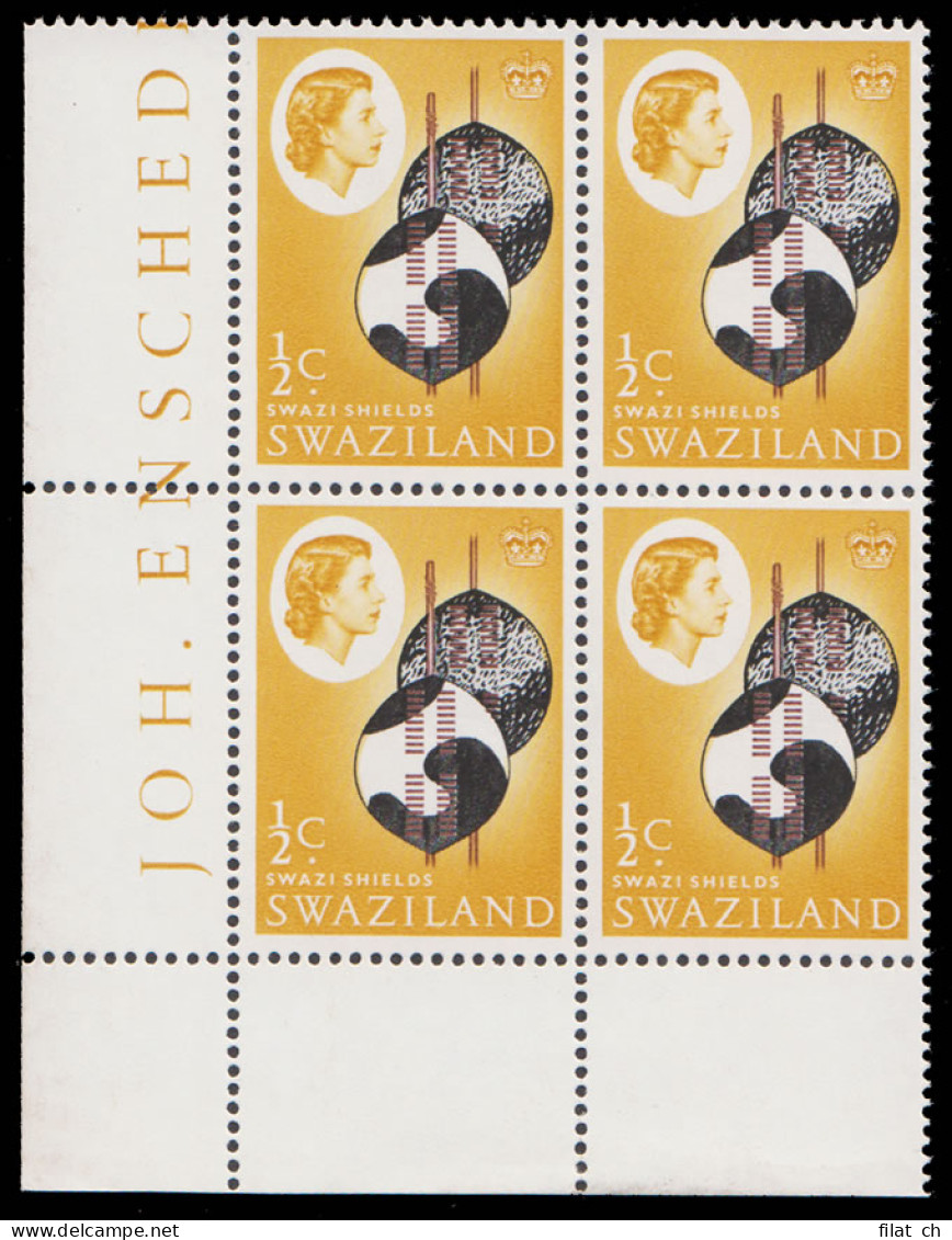 Swaziland 1968 &frac12;d Shields Albino Overprint VF/M Block - Swasiland (...-1967)