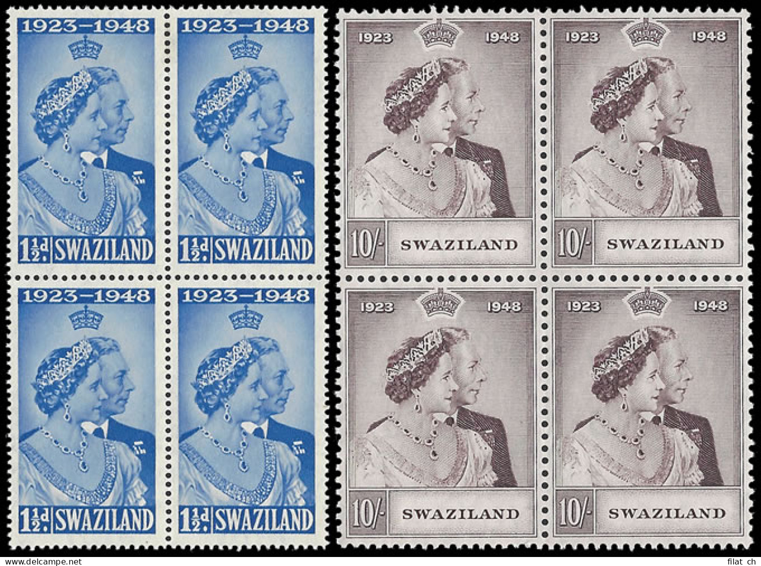 Swaziland 1948 Silver Wedding VF/M Blocks - Swaziland (...-1967)