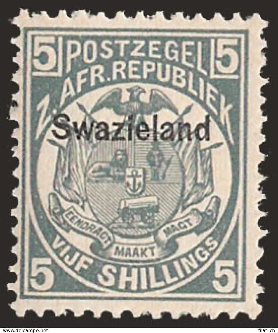 SWAZILAND 1889 5/- SLATE-BLUE VF/UM - Swasiland (...-1967)